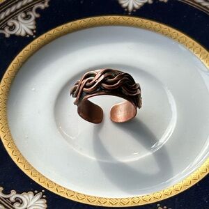 Vintage Solid Copper Braided Adjustable Cuff Ring